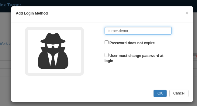 When adding Login/Password, first specify the login and sign-in properties. After this form is confirmed, DPA requests the password separately; for an existing record, the password is also changed with the separate Set password command.